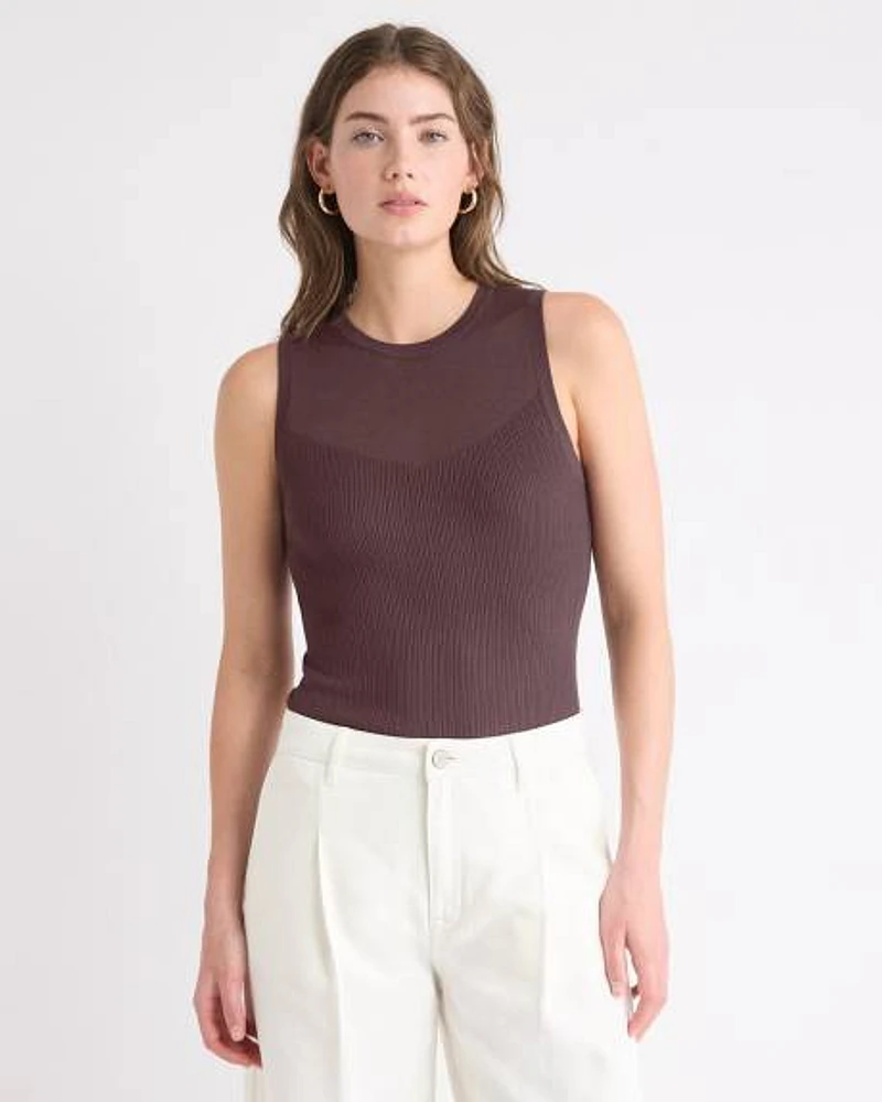 Crew-Neck Ribbed Cami