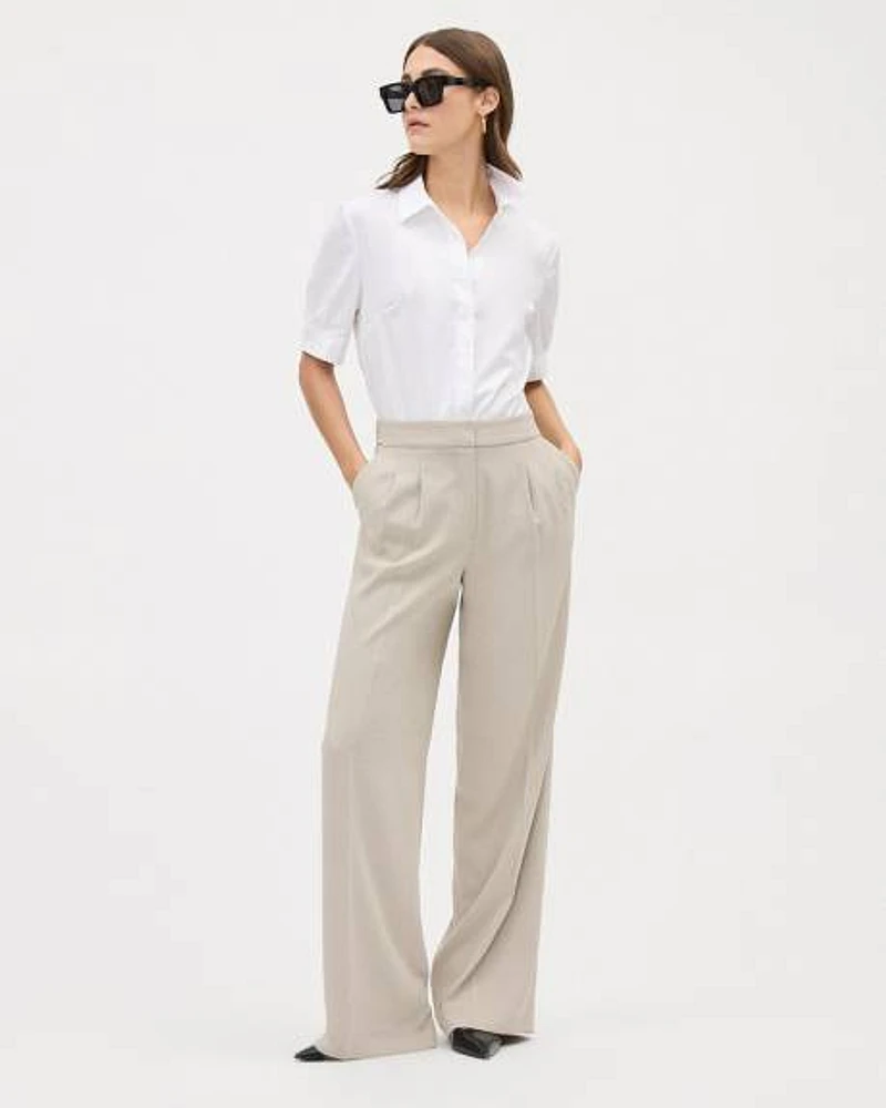 High-Rise Long-Wide-Leg Crepe Pant