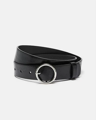 Leather Belt with Round Buckle