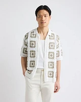 Short-Sleeve Crochet-Stitch Shirt