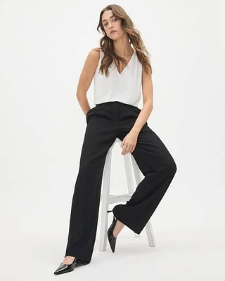 Black High-Rise Wide-Leg Crepe Pant