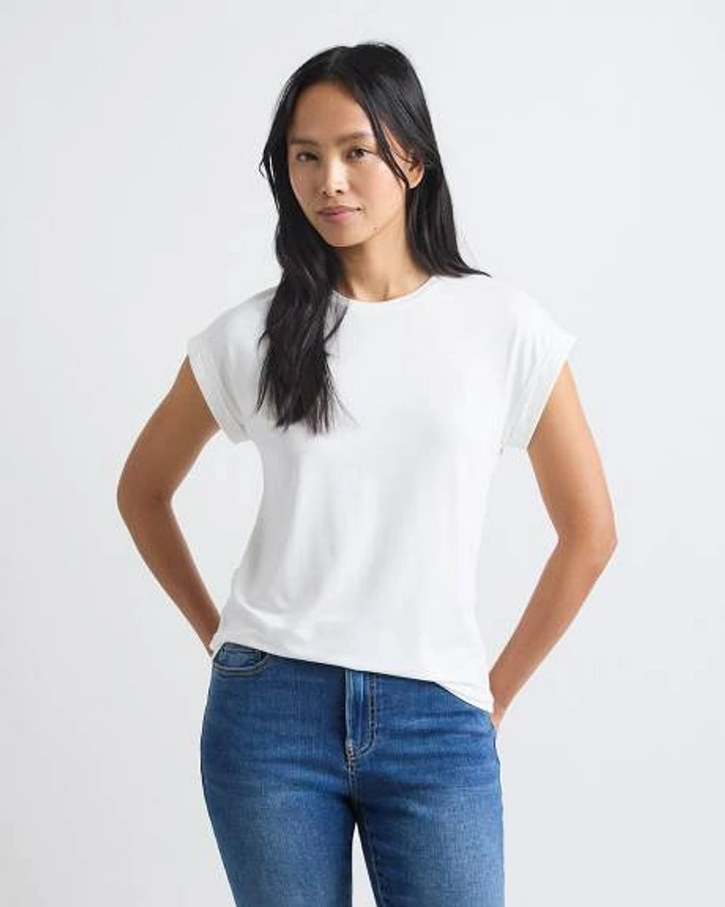 Relaxed-Fit Extended-Sleeve Crew-Neck Tee
