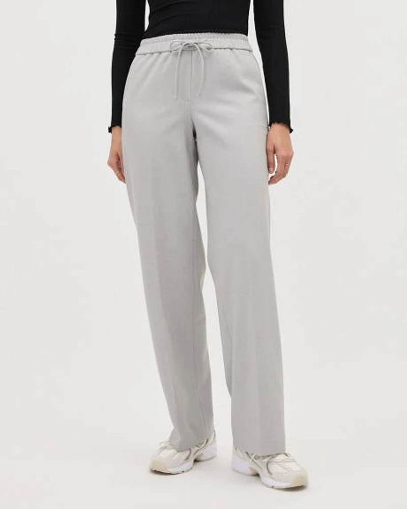 Pull-On Mid-Rise Wide-Leg Pant