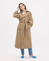 Double-Breasted Wool-Blend Trench Coat with Belt