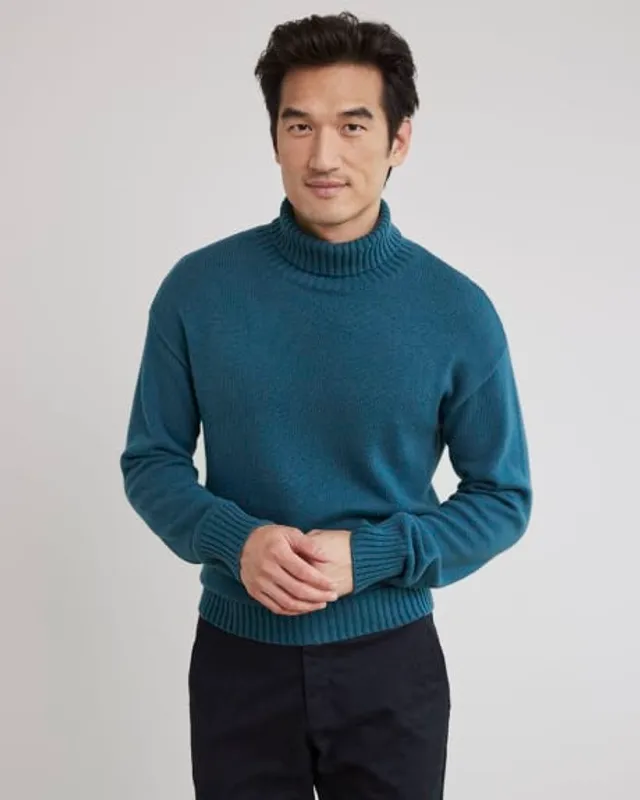 RW&CO. - Chunky Long-Sleeve Turtleneck Sweater Deep Ocean