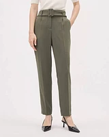 Tapered-Leg High-Rise Ankle Pant with Belt