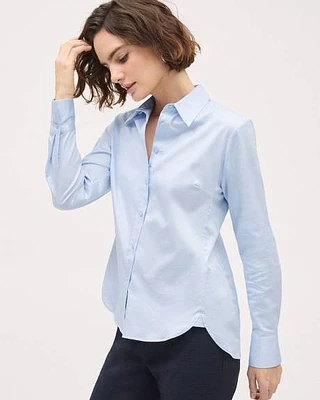 Blouse Boutonnée en Popeline à Manches Longues