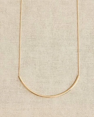 Short Necklace with Curved Metal Tube