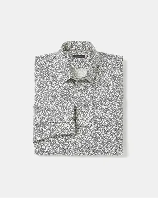 Tailored-Fit Dress Shirt with Abstract Floral Pattern