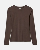 Solid Long-Sleeve Crew-Neck Fitted Tee