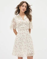 Short-Sleeve Shirt-Collar Fit and Flare Dress