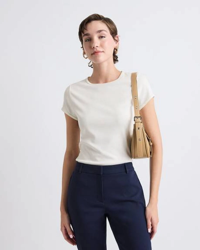 Crew-Neck Ribbed T-Shirt