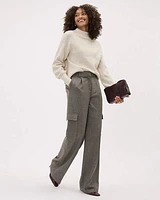 High-Rise Wide-Leg Plaid Cargo Pant