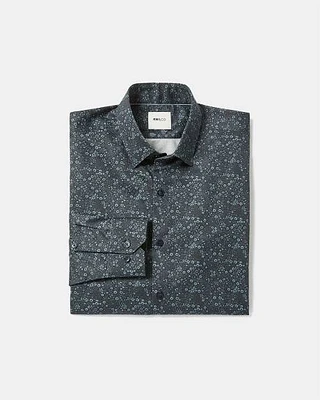 Tailored-Fit Dress Shirt with Tonal Floral Pattern