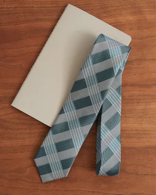 RW&Co Regular Checkered Mint Blue Tie men