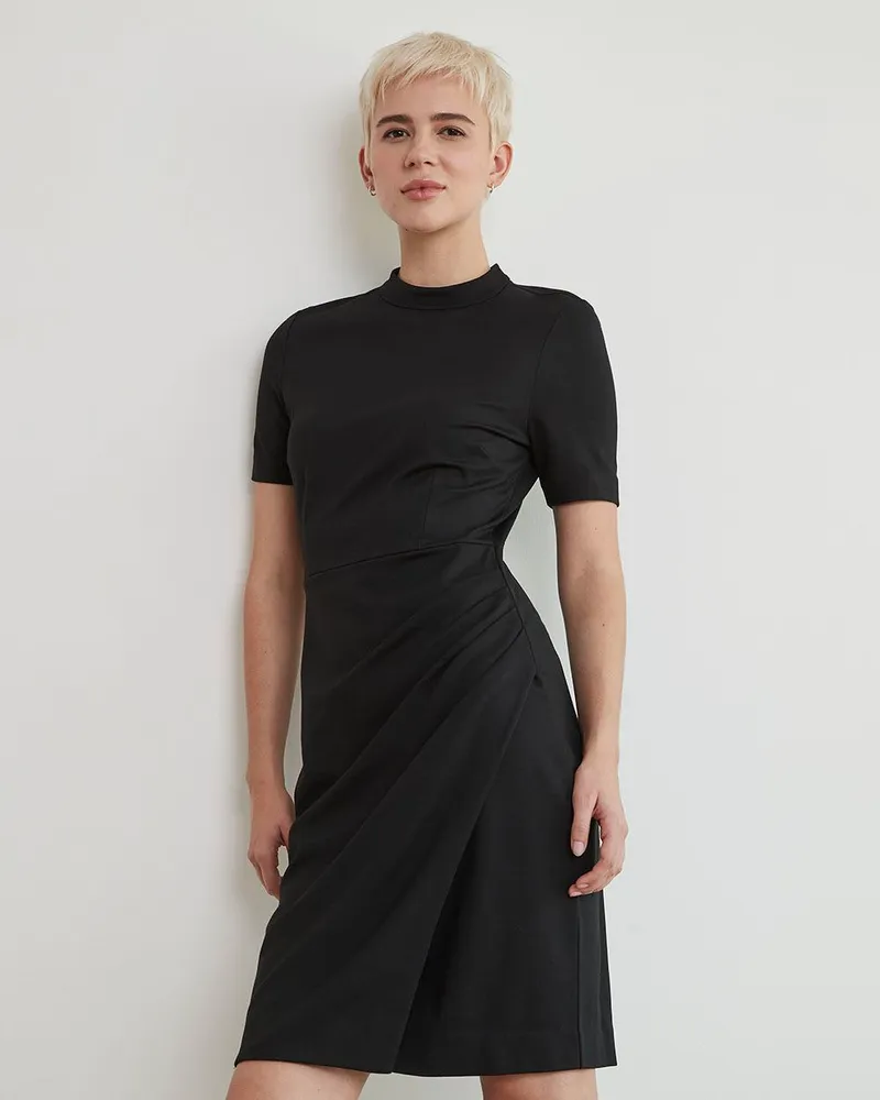 Short-Sleeve Dress with Wrap Skirt