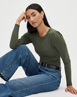 Long-Sleeve Crew-Neck Ribbed Top