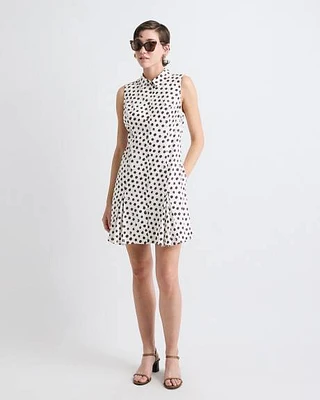 Sleeveless Linen-Blend Mini Dress with Shirt Collar
