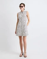 Sleeveless Linen-Blend Mini Dress with Shirt Collar