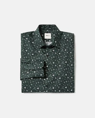 Tailored-Fit Dress Shirt with Foliage Print