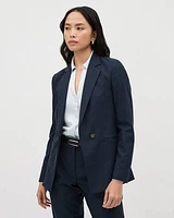 Indigo Double-Breasted Open Flannel Blazer