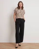 Mock-Neck Popover Blouse with Extended Sleeves