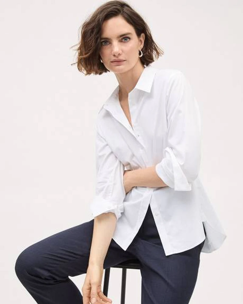 Long-Sleeve Buttoned-Down Poplin Blouse