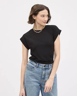 T-Shirt Décontracté à Col Rond et Manches Très Courtes