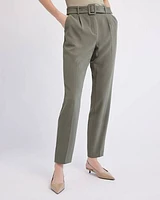 High-Rise Tapered Ankle Leg Crepe Pant With Belt