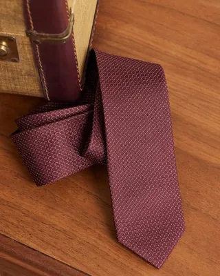 RW&CO. - Solid Skinny Tie with Micro Pattern - Winetasting - - 1SIZE