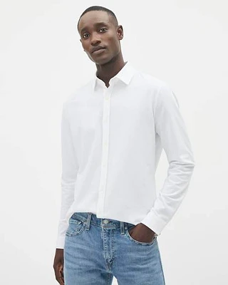 Long-Sleeve Piqué Cotton Shirt