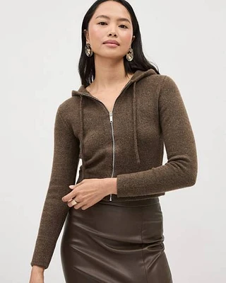 Long-Sleeve Hooded Zipped Cardigan