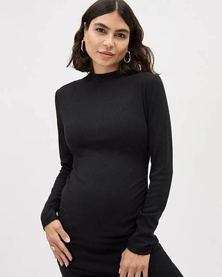 Long-Sleeve Mock-Neck Ribbed Dress