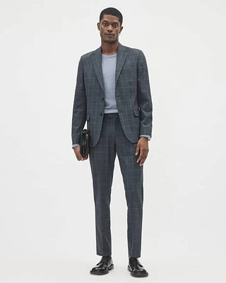 Pantalon de Complet Carreauté Style Denim à Coupe Étroite