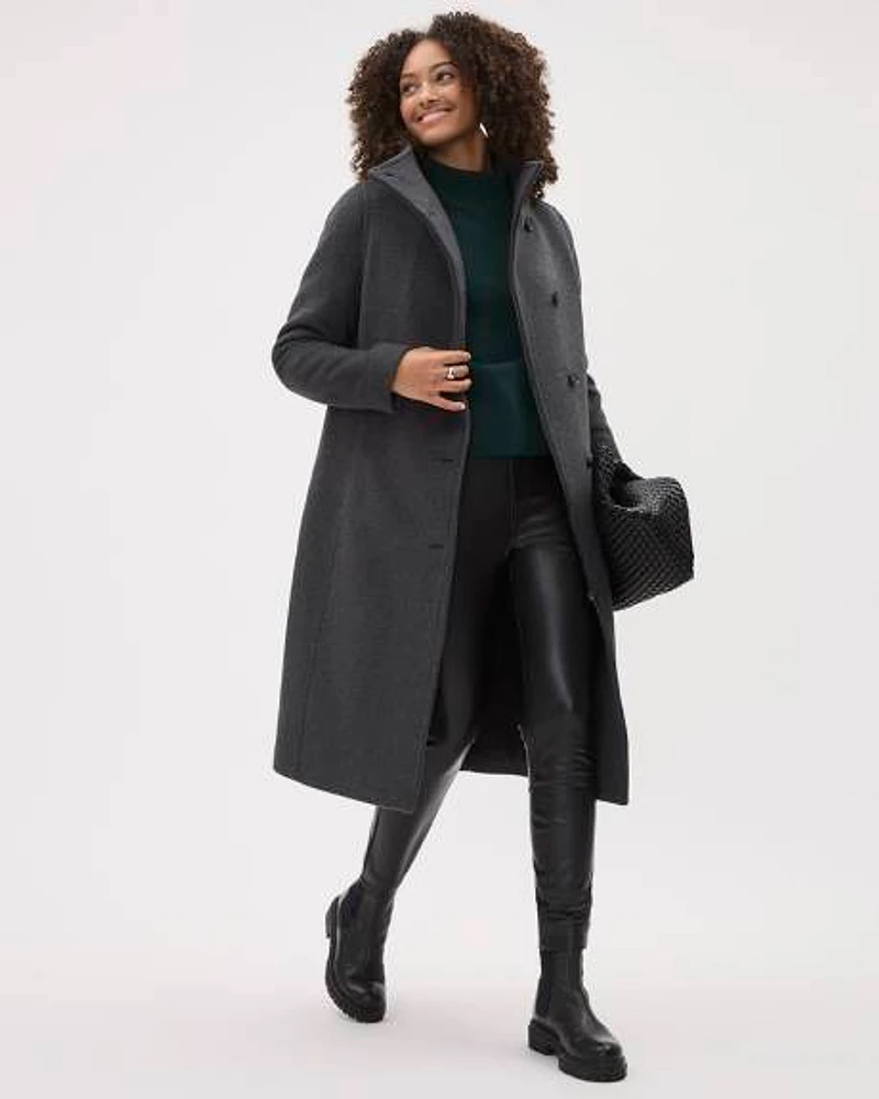 Classic Wool Coat with Mock Neckline