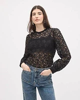 Long-Sleeve Lace Blouse