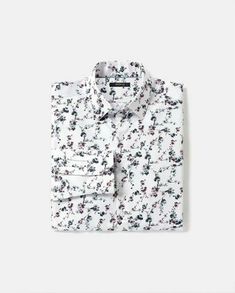 Slim-Fit Dress Shirt with Floral Pattern