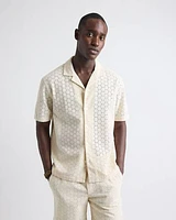 Chemise à Manches Courtes et Col Camp avec Détails Brodés