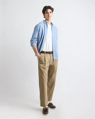 Straight-Leg Pleated Chino Pant