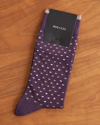 RW&CO. - Socks with Square Dots - Vineyard Wine - 1SIZE