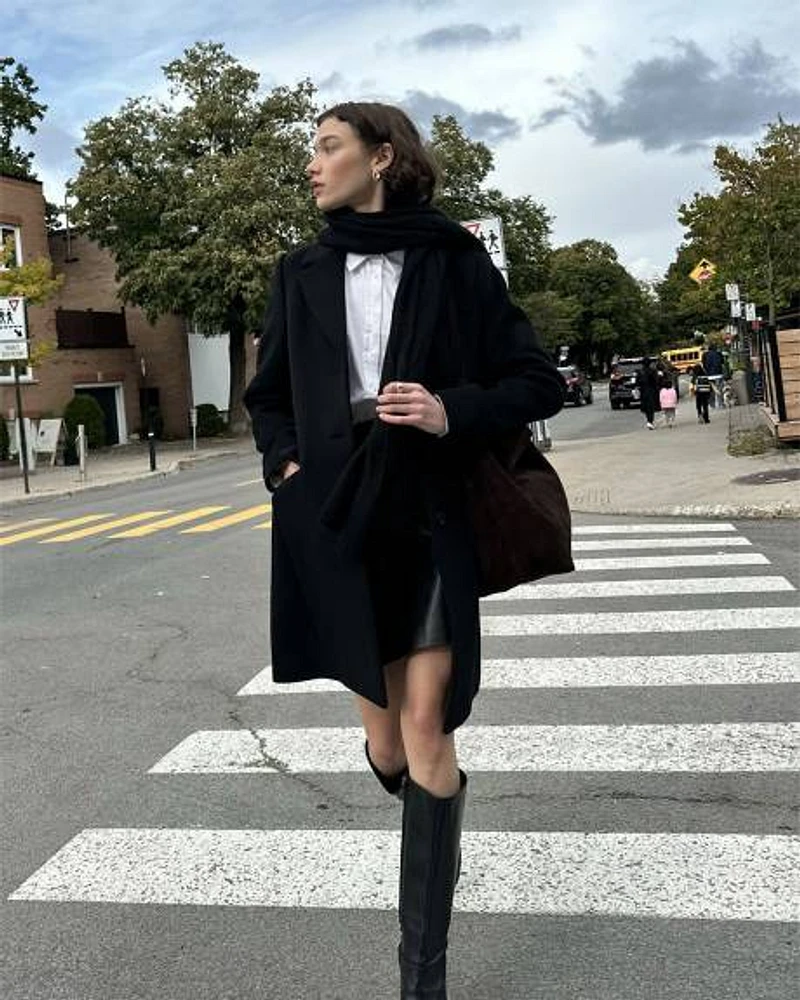 Classic Three-Button Closure Wool Coat