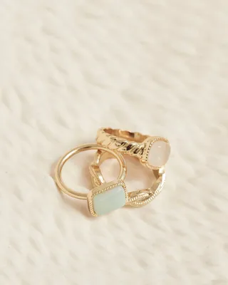 Rings with Stones - Set of 3