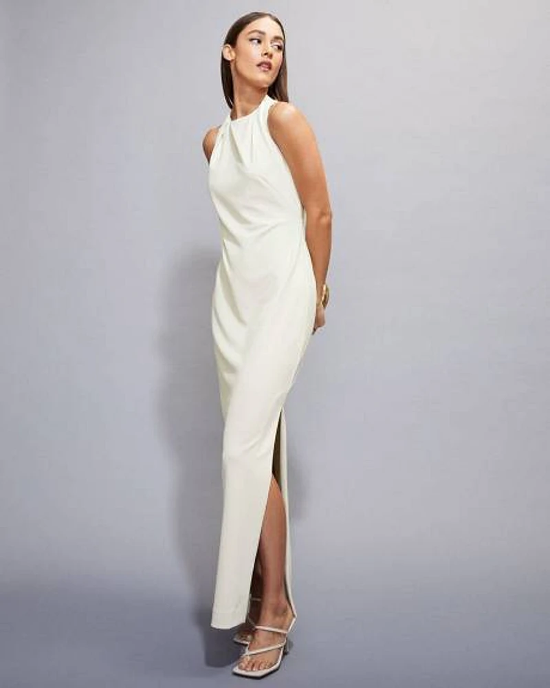 Sleeveless Maxi Cocktail Dress with Open Back