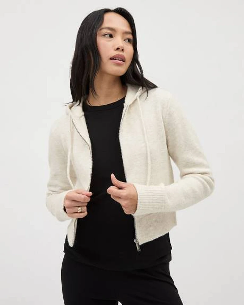 Long-Sleeve Hooded Zipped Cardigan