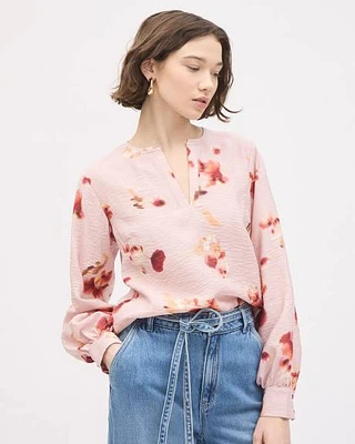 Blouse Facile d'Entretien avec Manches Longues Bouffantes