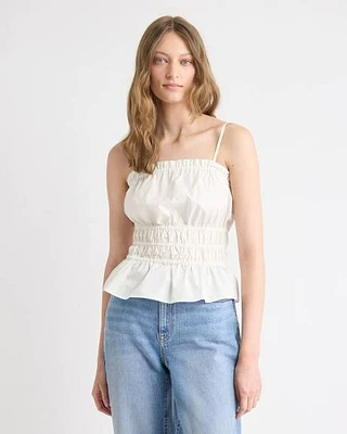 Blouse Smockée Sans Manches à Col Carré