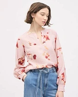 Easy-Care Blouse with Long Puffy Sleeves