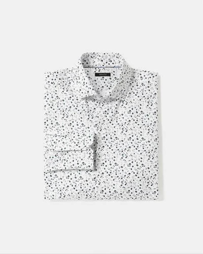 Tailored-Fit Dress Shirt with Tiny Floral Pattern