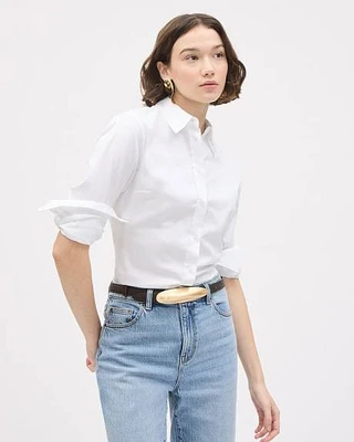 Long-Sleeve Buttoned-Down Poplin Blouse