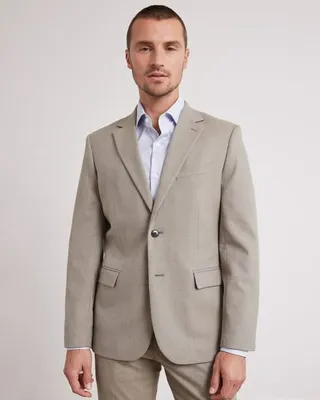 RW&CO. - Tailored-Fit Brushed Suit Blazer Pelican